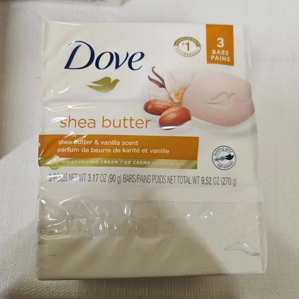 4 - Dove Shea‎ Butter Bar Soap 3 Pack Moisturizing Cream Vanilla Scent 19.05oz